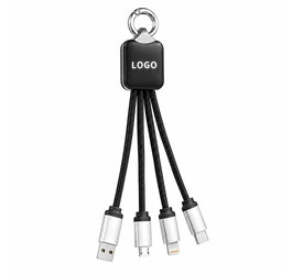 Кабель - брелок Plug с подсветкой гравировки, черный