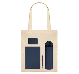 Подарочный набор Велком Пак (Welcome Pack), синий (бутылка, ежедневник, ручка, ЗУ, шоппер)