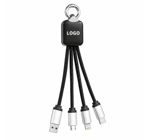 Кабель - брелок Plug с подсветкой гравировки, черный