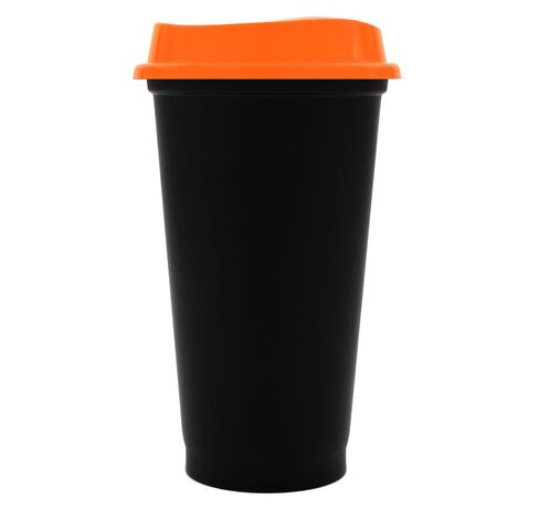 Стакан с крышкой Color Cap Black, черный с оранжевым