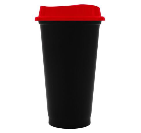 Стакан с крышкой Color Cap Black, черный с красным