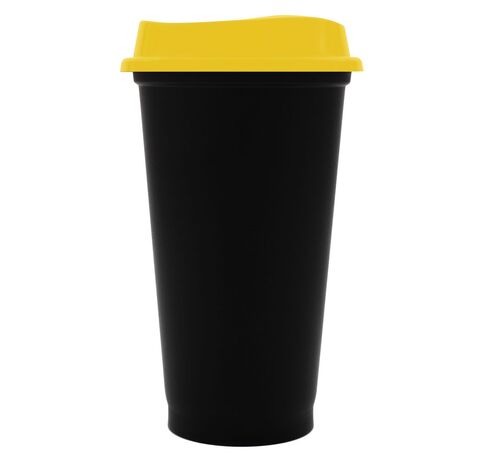 Стакан с крышкой Color Cap Black, черный с желтым