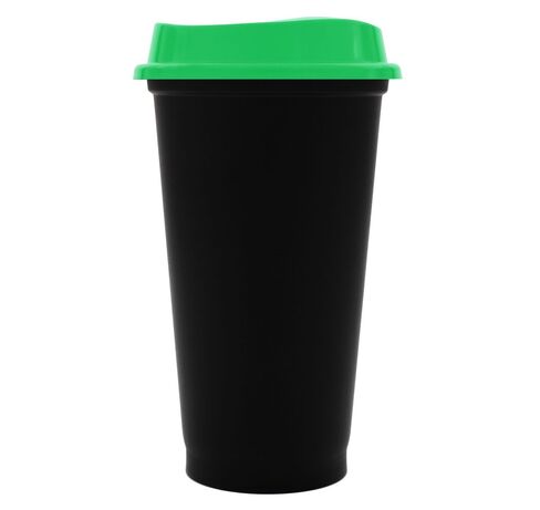 Стакан с крышкой Color Cap Black, черный с зеленым