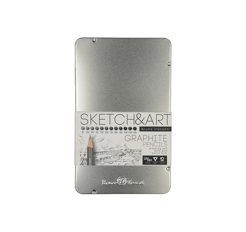 Набор из 12 чернографитовых карандашей «Sketch & Art» В - 14В