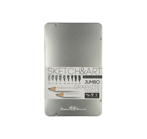 Набор из 9 утолщенных чернографитовых карандашей «Sketch & Art» HB - 14B