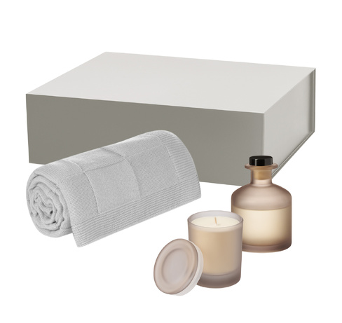 Подарочный набор Мизу (Mizu), Селла Софт (Cella Soft), бежевый (свеча, диффузор, плед)